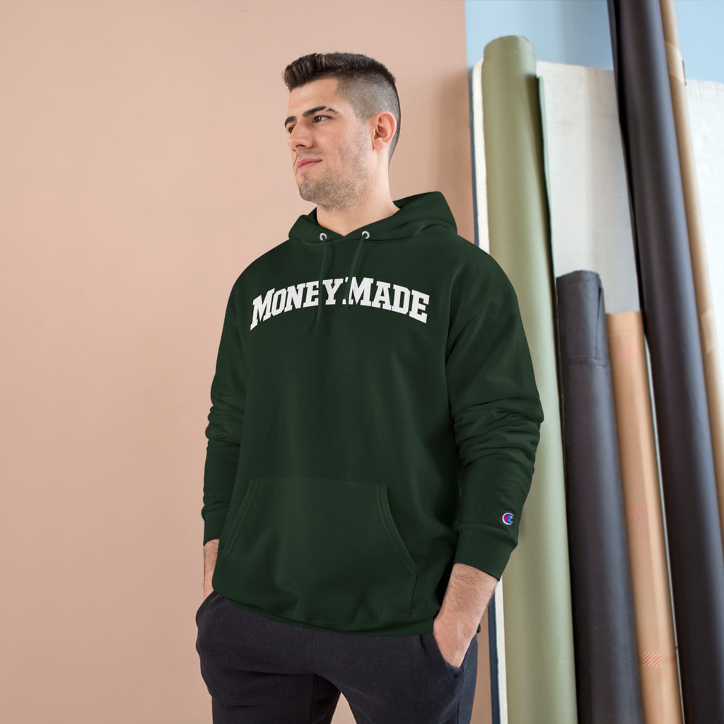 MoneyMade Champion Hoodie — Grey Motivational Streetwear Pullover