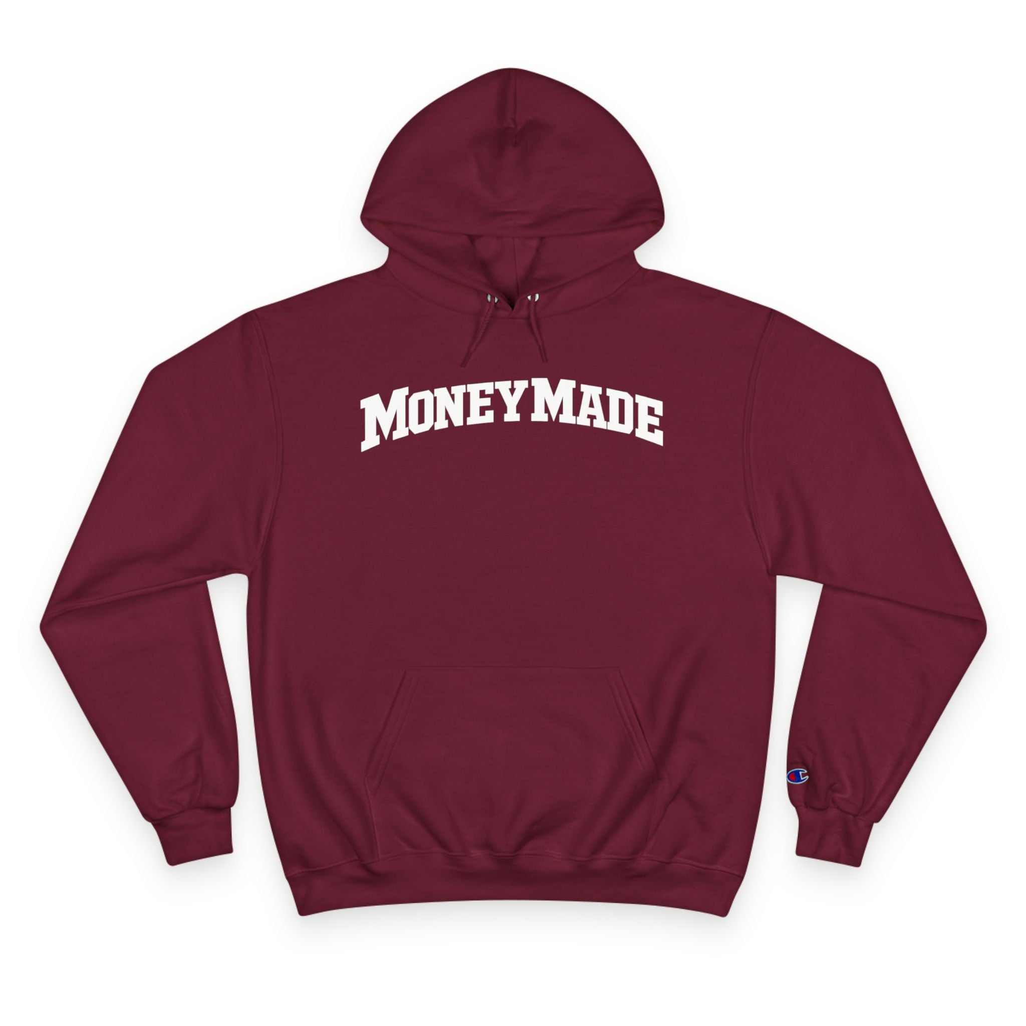 MoneyMade Champion Hoodie — Grey Motivational Streetwear Pullover