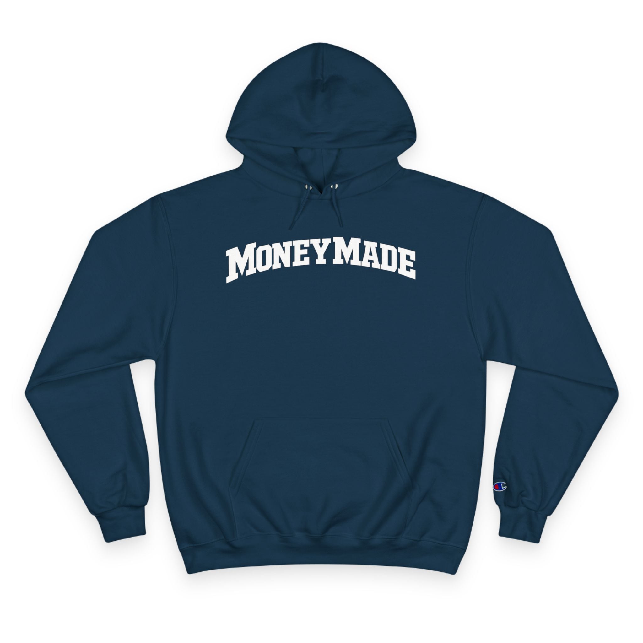 MoneyMade Champion Hoodie — Grey Motivational Streetwear Pullover