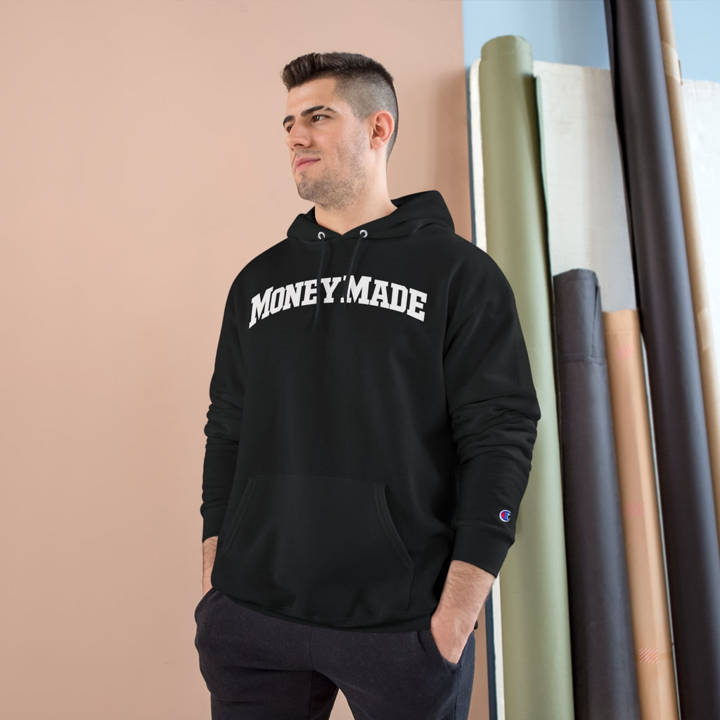 MoneyMade Champion Hoodie — Grey Motivational Streetwear Pullover