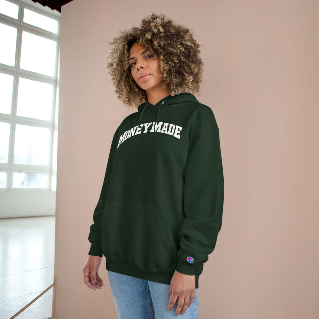 MoneyMade Champion Hoodie — Grey Motivational Streetwear Pullover