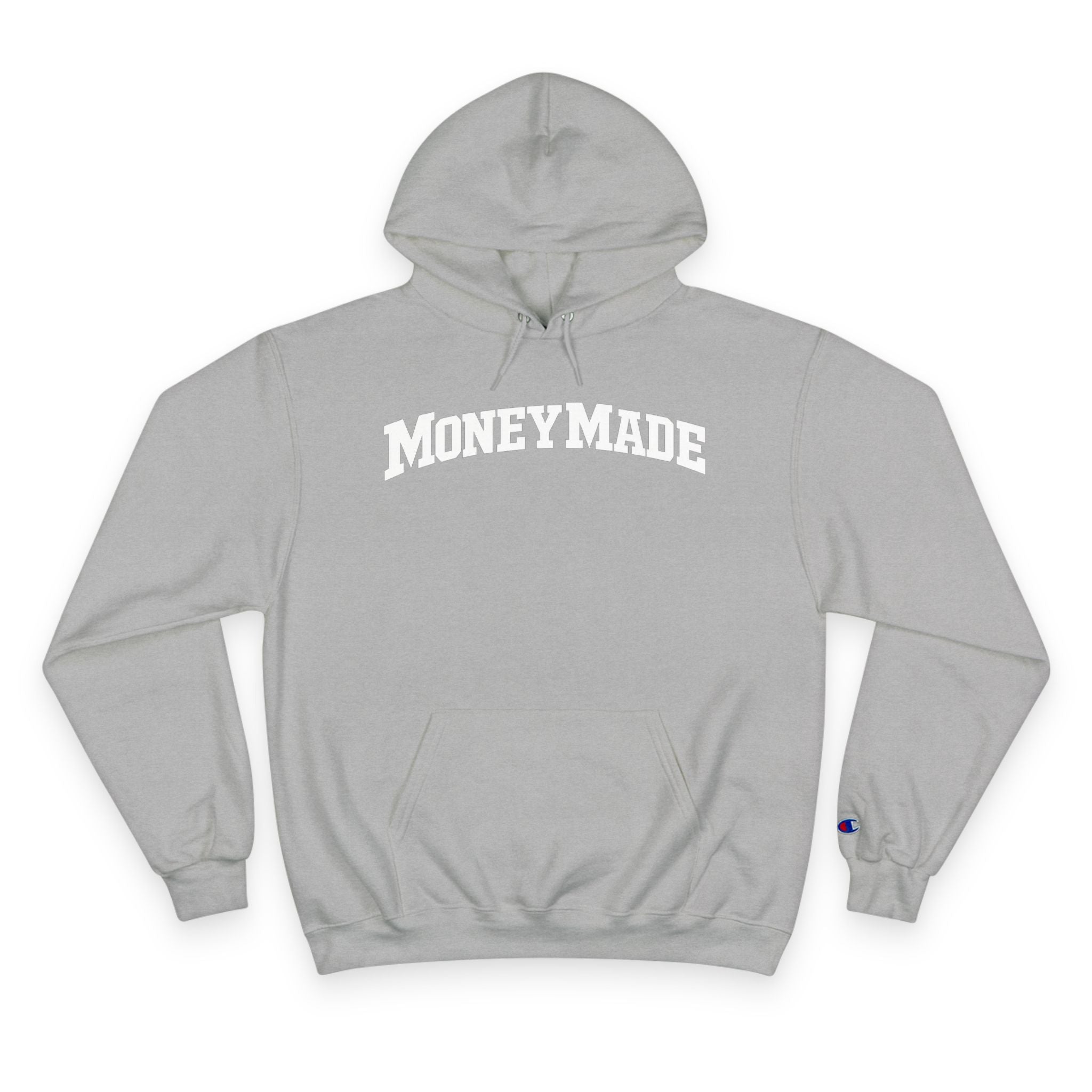 MoneyMade Champion Hoodie — Grey Motivational Streetwear Pullover