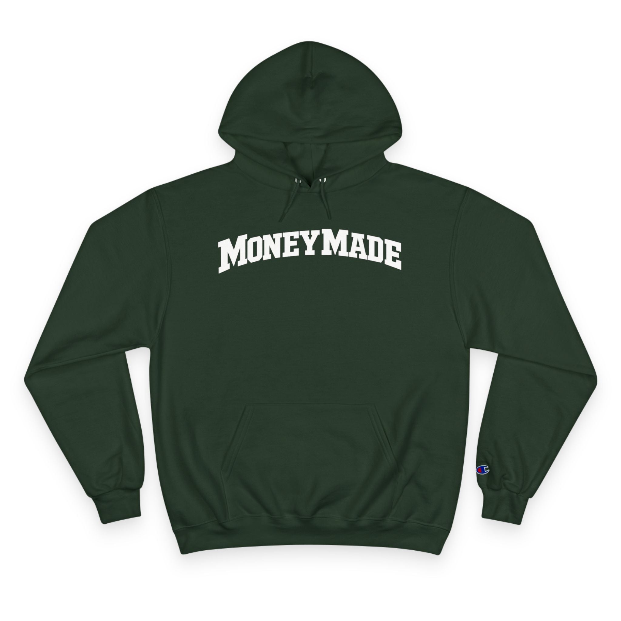 MoneyMade Champion Hoodie — Grey Motivational Streetwear Pullover